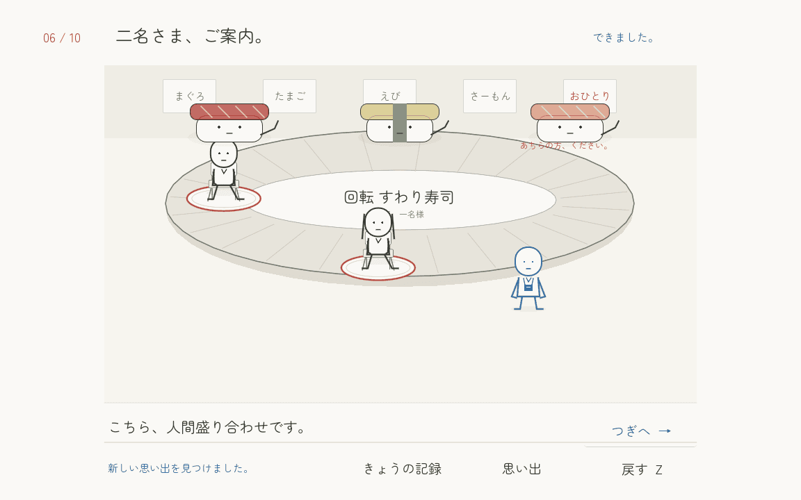 どうぞ、おかけください。実際のゲーム画面